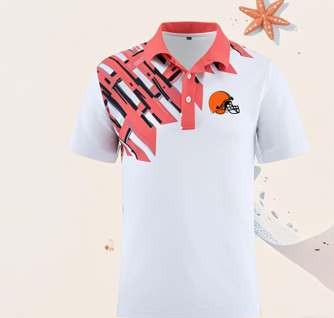 Cleveland Browns white style #2 Men 2025 NFL polo T shirt->nfl t-shirts->Sports Accessory
